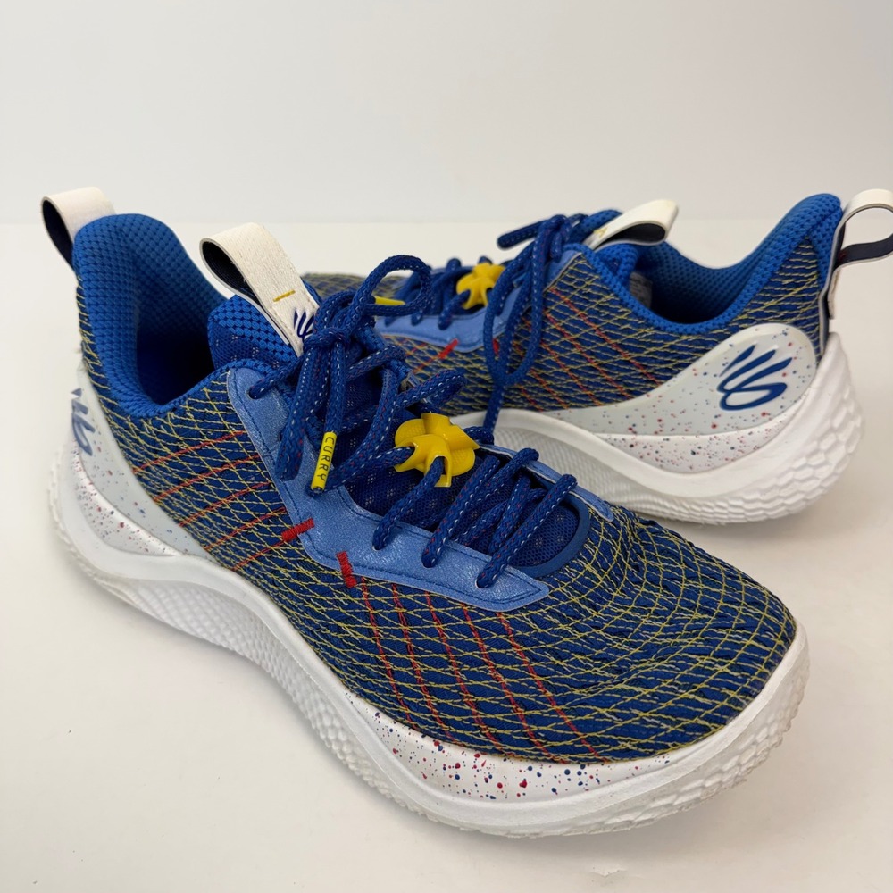 Under Armour Curry Flow 10 Iron Sharpens Iron Blue‎ Yellow 3026949-400 Mens 9